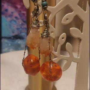 Real amber dangling earrings